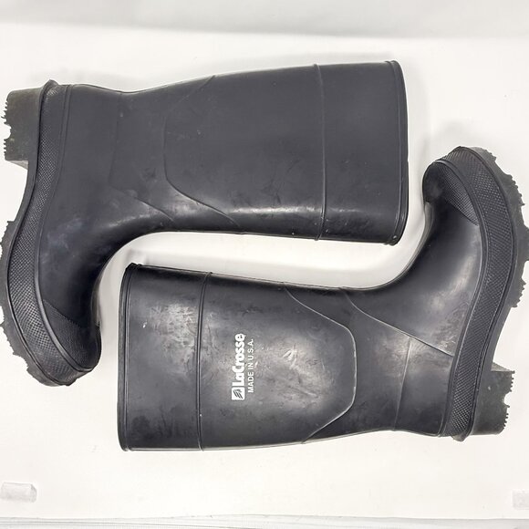 LaCrosse Rubber Boots Men's Size 10 Black Made in USA Waterproof Vintage Workwea - Picture 6 of 9